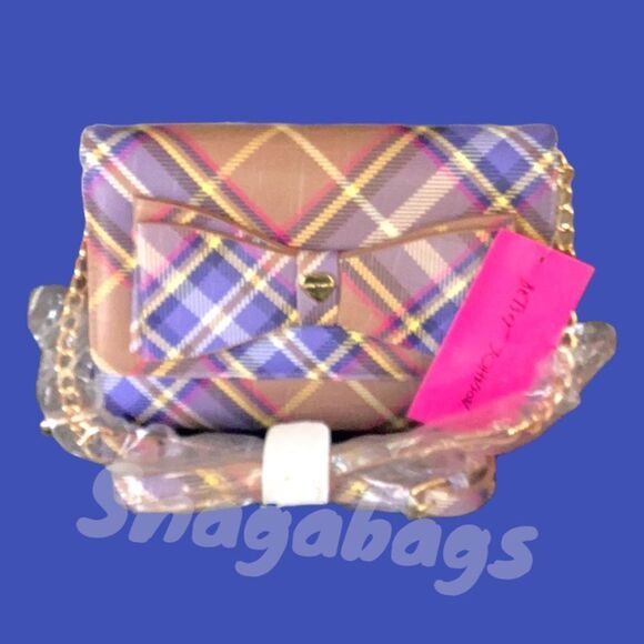 BETSEY JOHNSON NWT VIOLET PLAID CROSSBODY WALLET BAG - Picture 4 of 15